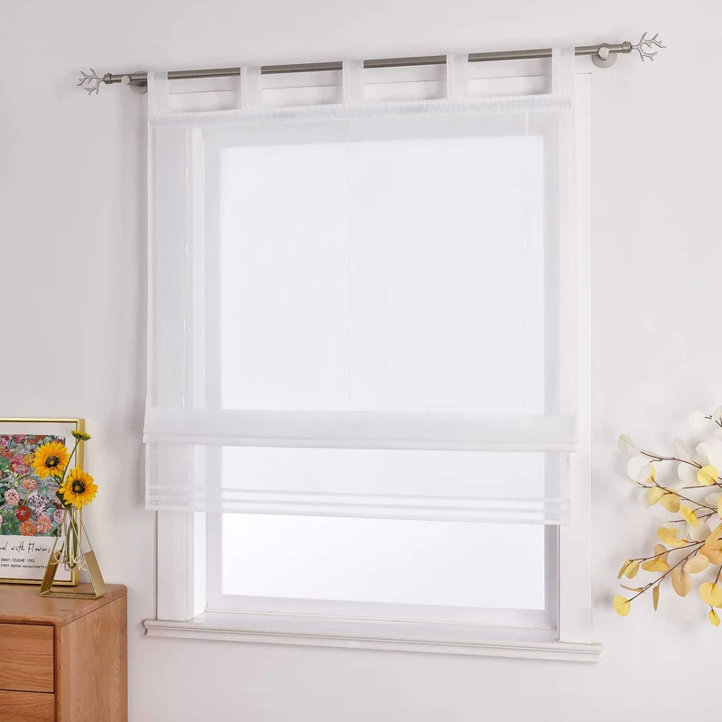 Rollo Schlaufengardine Unifarbe transparent Voile mit Dekofalten 1 Stück