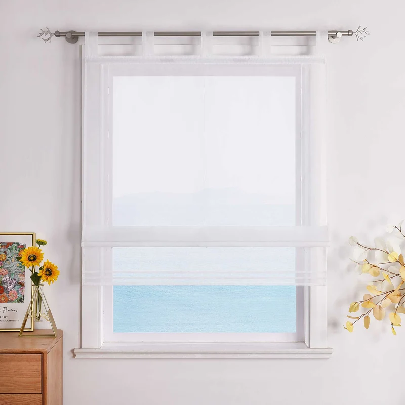 Rollo Schlaufengardine Unifarbe transparent Voile mit Dekofalten 1 Stück