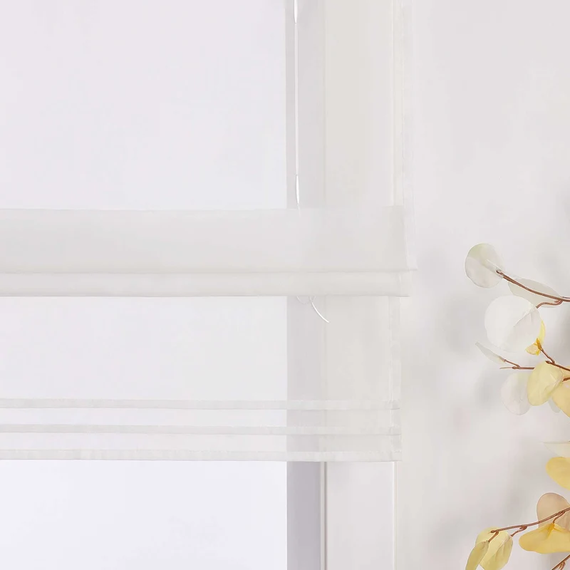 Rollo Schlaufengardine Unifarbe transparent Voile mit Dekofalten 1 Stück