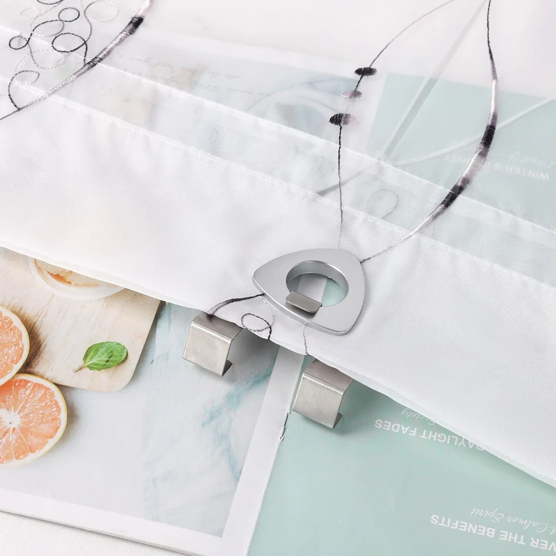 Rollo ohne Bohren Ösenrollo mit U Haken / Raffgardine mit Stickerei Transparent