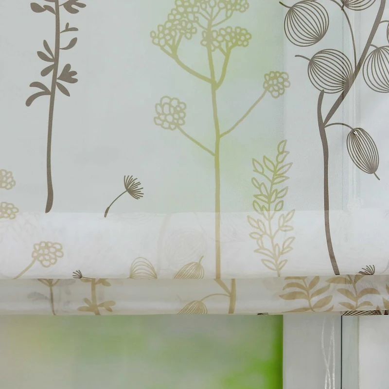 Rollo ohne Bohren Ösenrollo mit Hakenaufhängung mit Laternenblume Muster