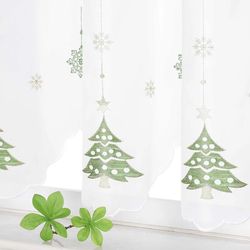 Scheibengardine mit Tannenbaum & Schneeflocken weihnachten