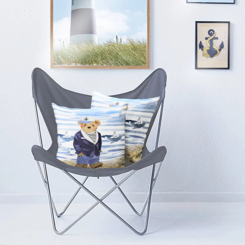 APELT Ole Kissen Kissenklassiker mit unserem Bären im Yacht-Stil