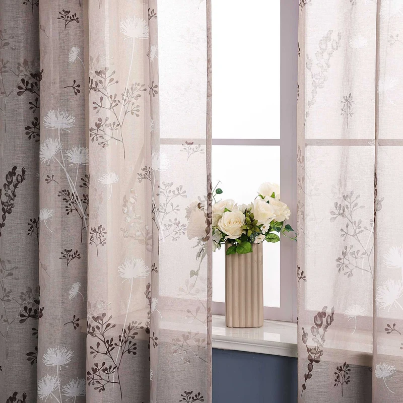 Transparent Ösen Gardinen mit Pusteblumen-Muster 1 Stück