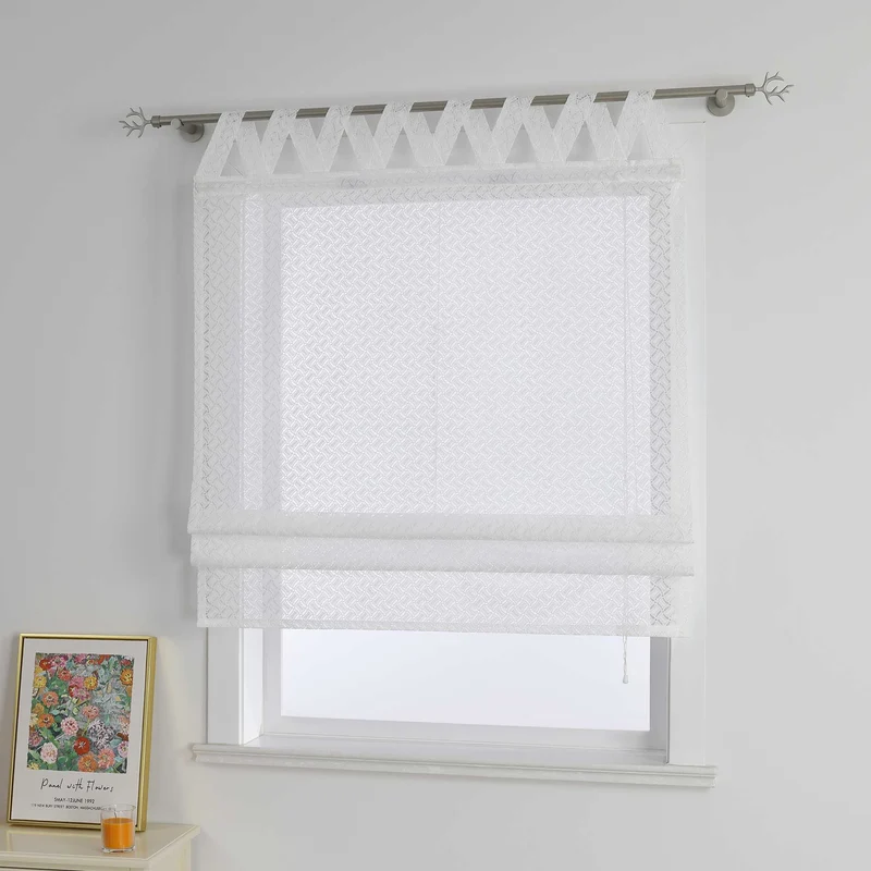 Rollo mit V-Schlaufen mit hohlen Mustern Jacquard Transparent