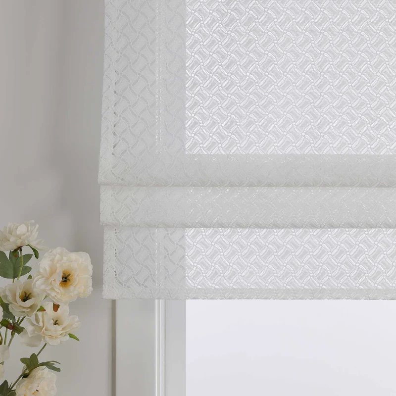 Rollo mit V-Schlaufen mit hohlen Mustern Jacquard Transparent