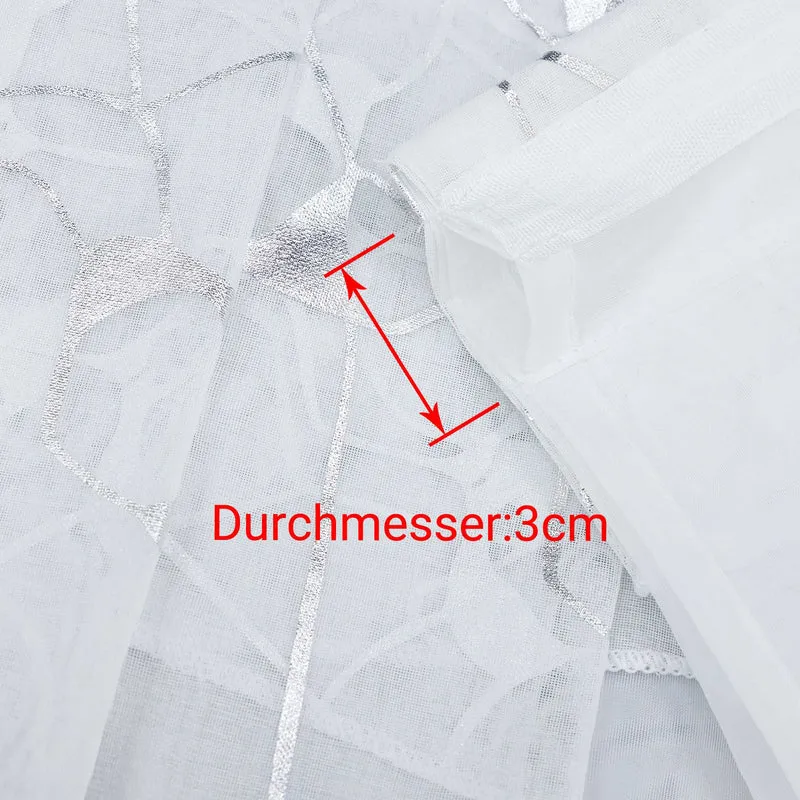 Scheibengardine Vorhangkopf mit Strukturdruck durch Tunnelzug