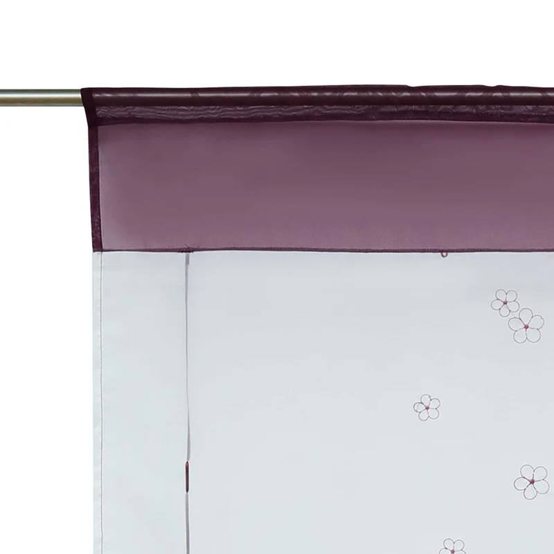 Rollo durch Tunnelzug Voile Küchengardinen modern Raffgardinen mit Stickerei Transparent 1 Stück