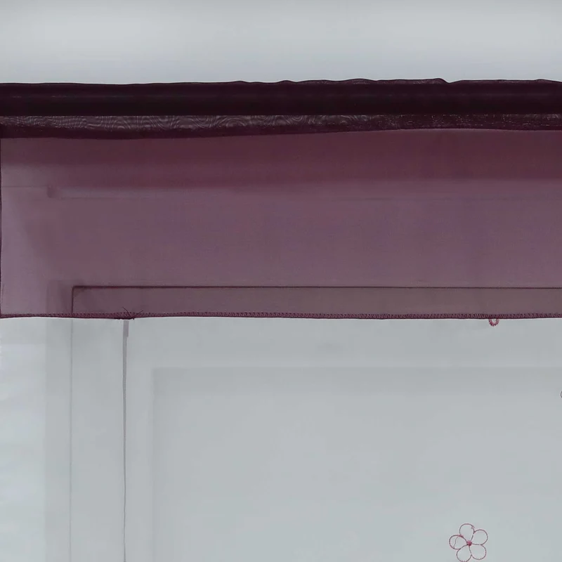Rollo durch Tunnelzug Voile Küchengardinen modern Raffgardinen mit Stickerei Transparent 1 Stück