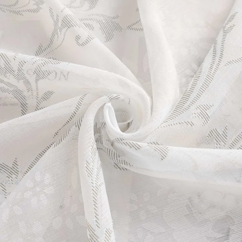 Gardine mit Blumenmuster, einfarbig leicht halbtransparent