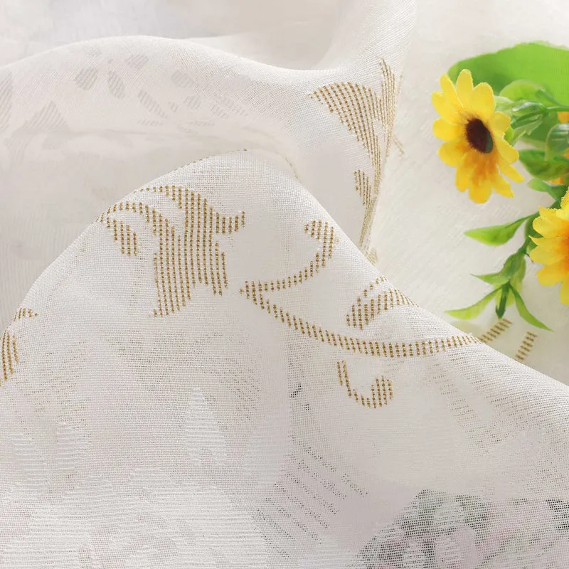 Gardine mit Blumenmuster, einfarbig leicht halbtransparent