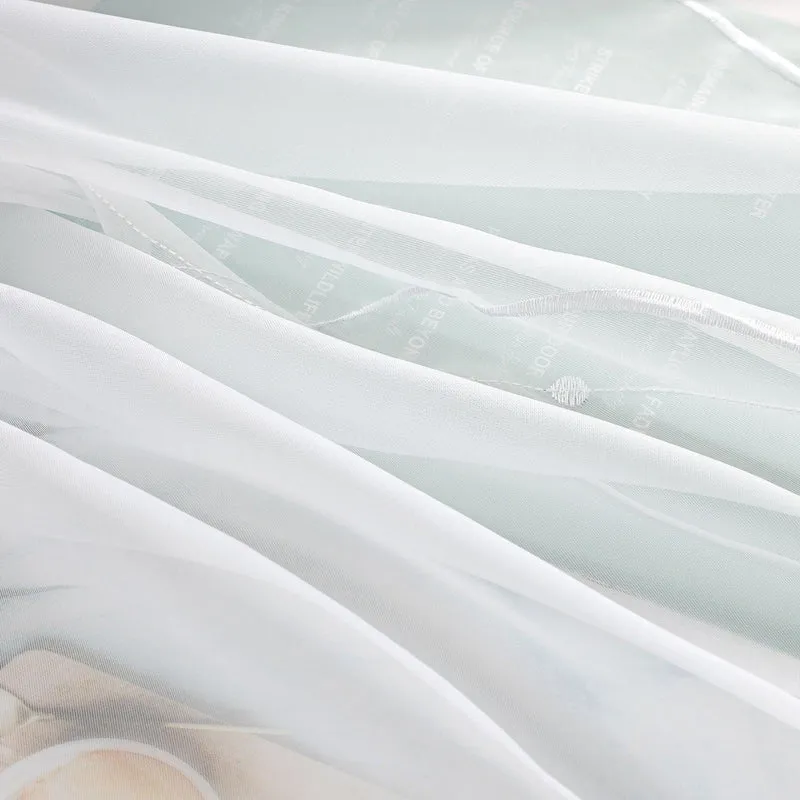 Rollo mit Klettband Raffgardinen Voile mit Wellenperlenmuster Stickerei 1 Stück