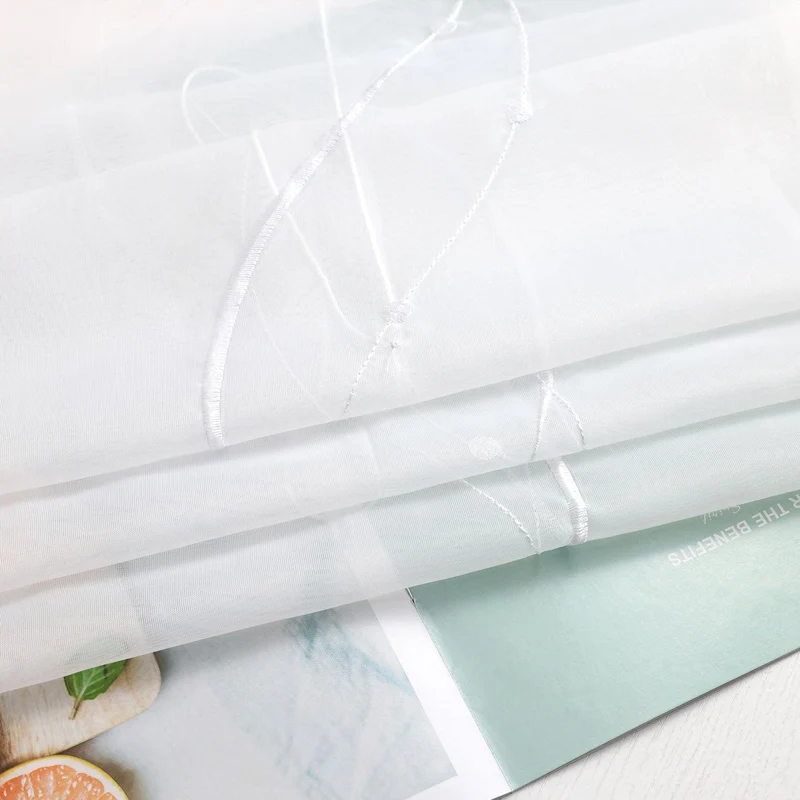 Rollo mit Klettband Raffgardinen Voile mit Wellenperlenmuster Stickerei 1 Stück