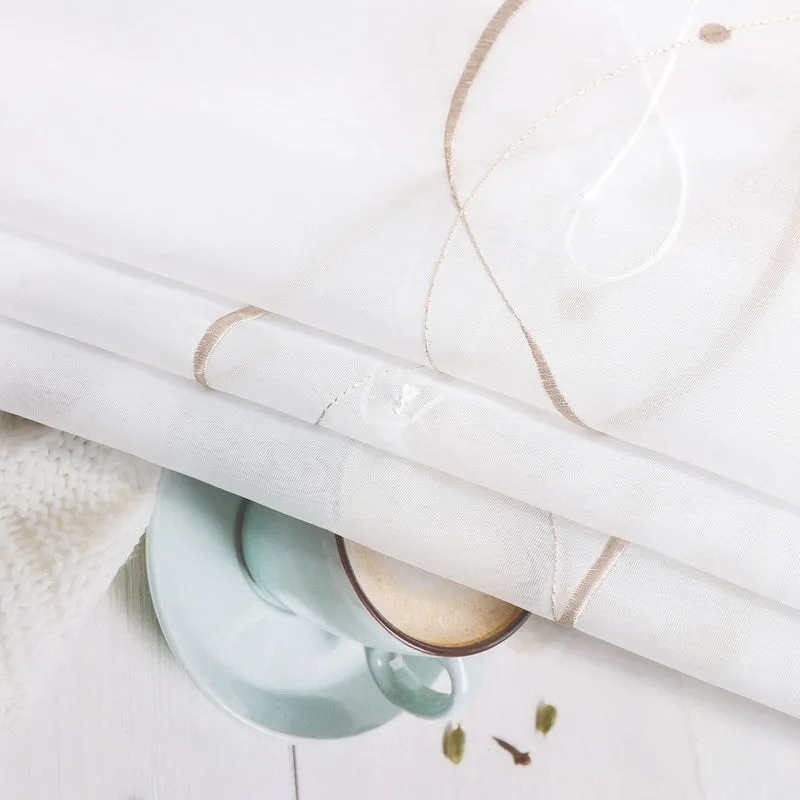 Rollo mit Klettband Raffgardinen Voile mit Wellenperlenmuster Stickerei 1 Stück