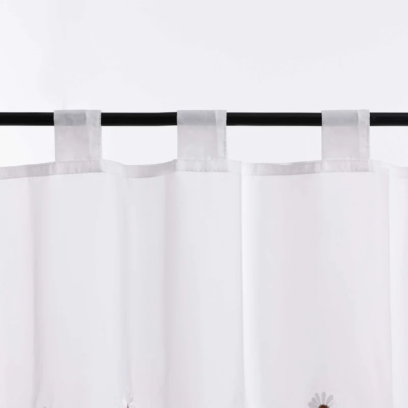 Scheibengardinen Landhausstil Transparent mit kleiner Gänseblümchen-Stickerei
