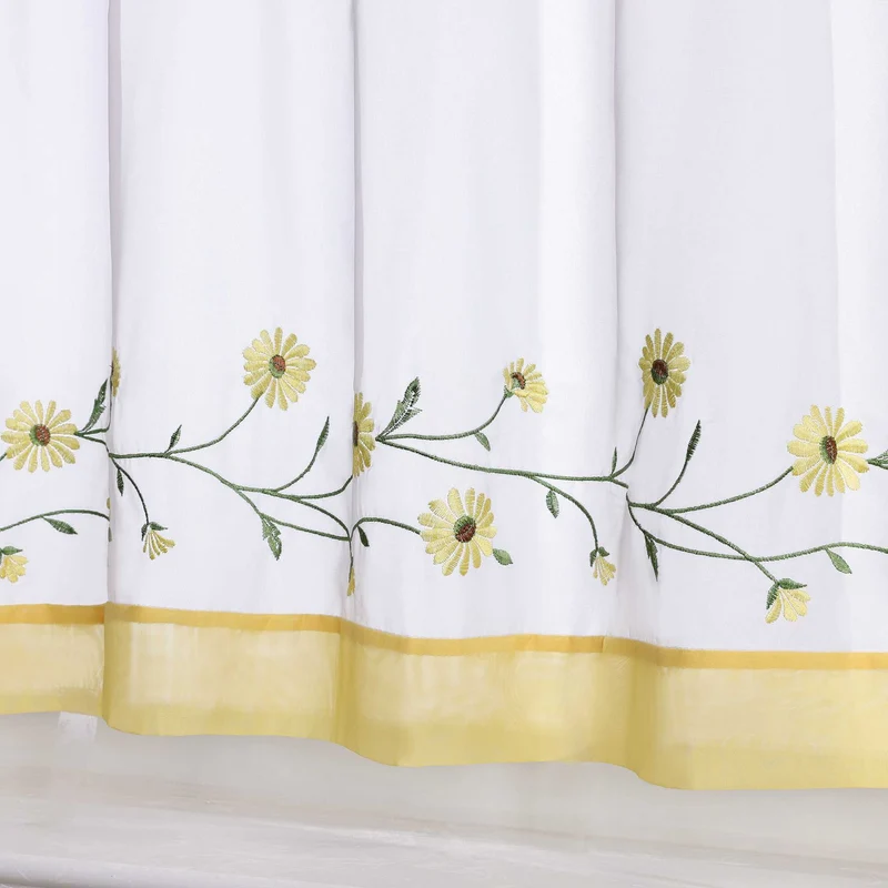 Scheibengardinen Landhausstil Transparent mit kleiner Gänseblümchen-Stickerei