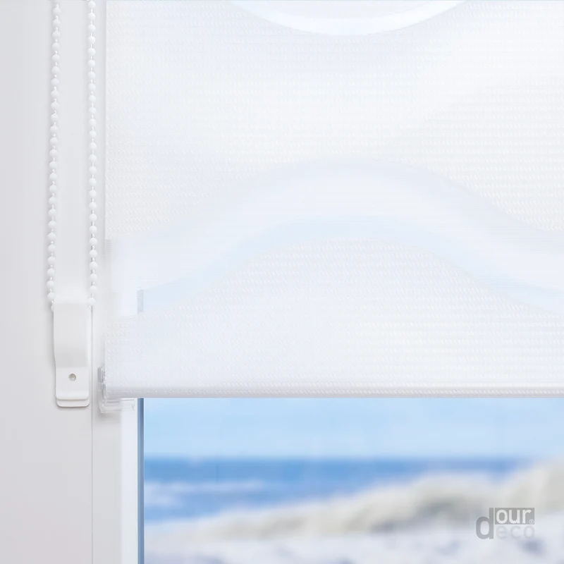 ourdeco® Doppel-Rollo Wave, Duo-Rollo, lichtdurchlässig, blickdicht, Montage ohne Bohren, verschiedene Farben und Größen