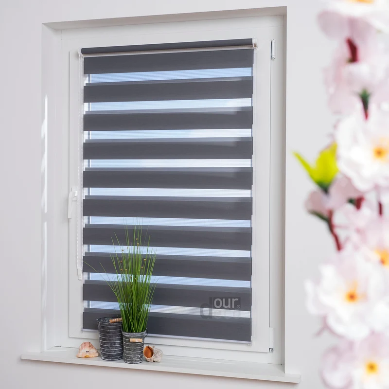 ourdeco® Doppel-Rollo Uni, Duo-Rollo, lichtdurchlässig, blickdicht, Montage ohne Bohren, viele Farben und Größen