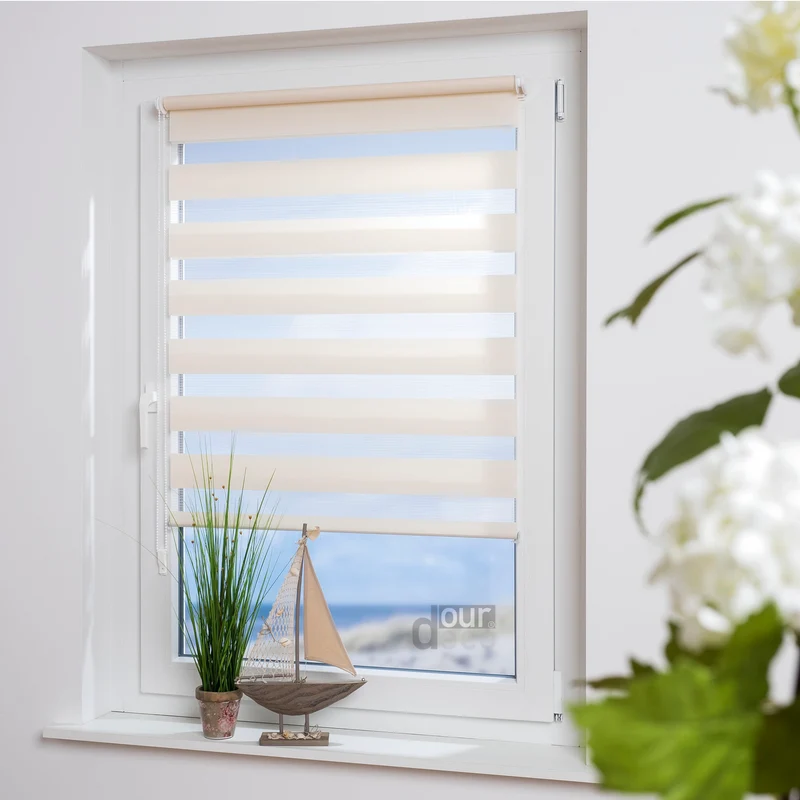 ourdeco® Doppel-Rollo Uni, Duo-Rollo, lichtdurchlässig, blickdicht, Montage ohne Bohren, viele Farben und Größen