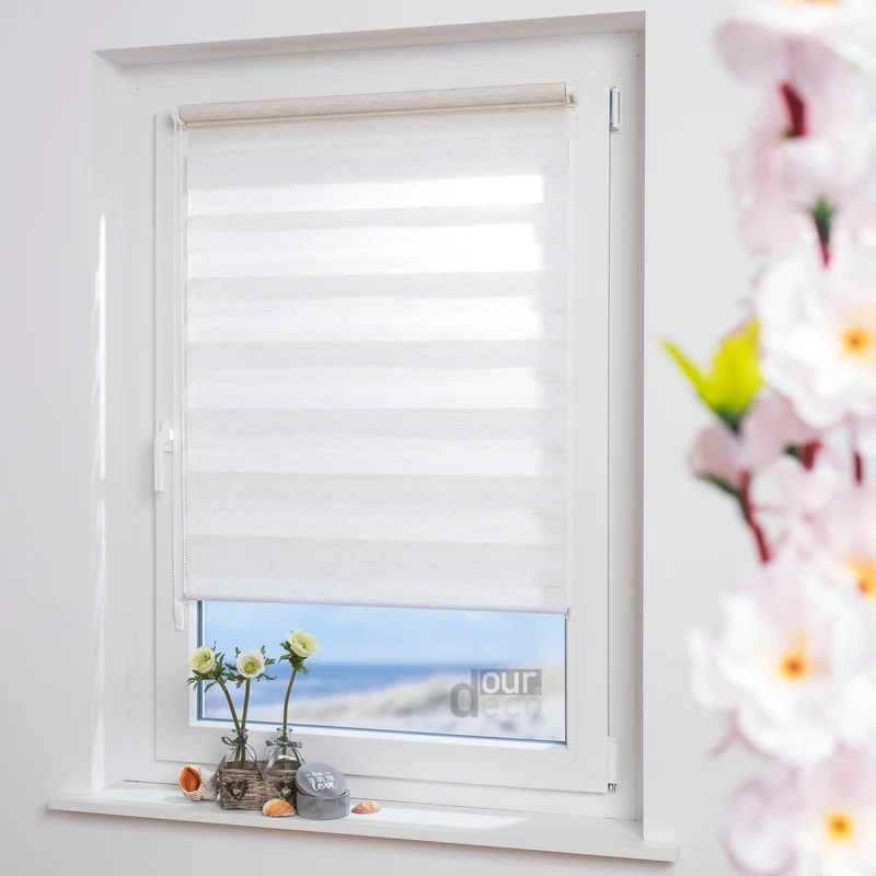 ourdeco® Doppel-Rollo Uni, Duo-Rollo, lichtdurchlässig, blickdicht, Montage ohne Bohren, viele Farben und Größen