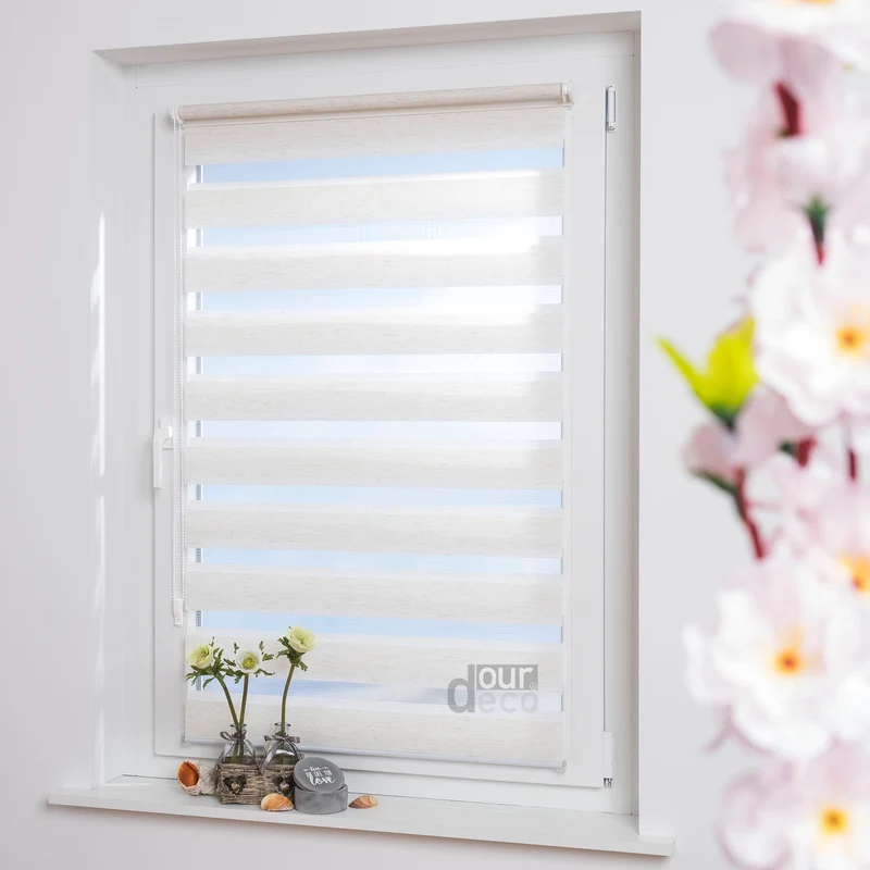 ourdeco® Doppel-Rollo Uni, Duo-Rollo, lichtdurchlässig, blickdicht, Montage ohne Bohren, viele Farben und Größen