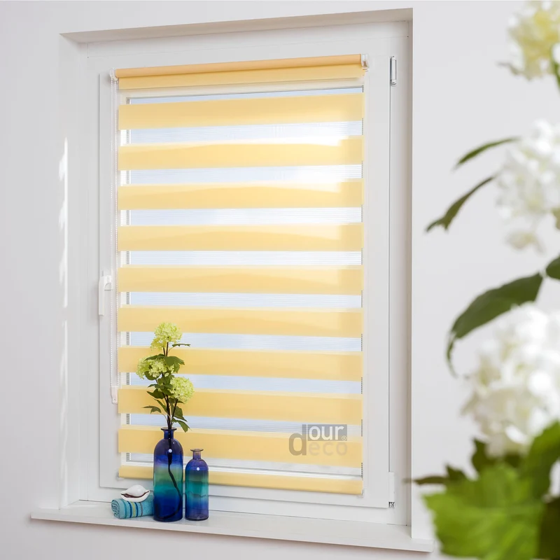 ourdeco® Doppel-Rollo Uni, Duo-Rollo, lichtdurchlässig, blickdicht, Montage ohne Bohren, viele Farben und Größen