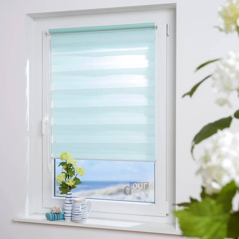 ourdeco® Doppel-Rollo Uni, Duo-Rollo, lichtdurchlässig, blickdicht, Montage ohne Bohren, viele Farben und Größen