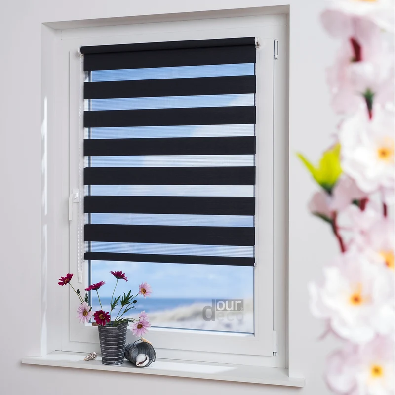 ourdeco® Doppel-Rollo Uni, Duo-Rollo, lichtdurchlässig, blickdicht, Montage ohne Bohren, viele Farben und Größen