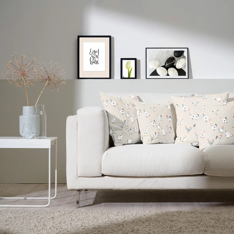 APELT 3102 Kissen Design mit Hühnern als all-over