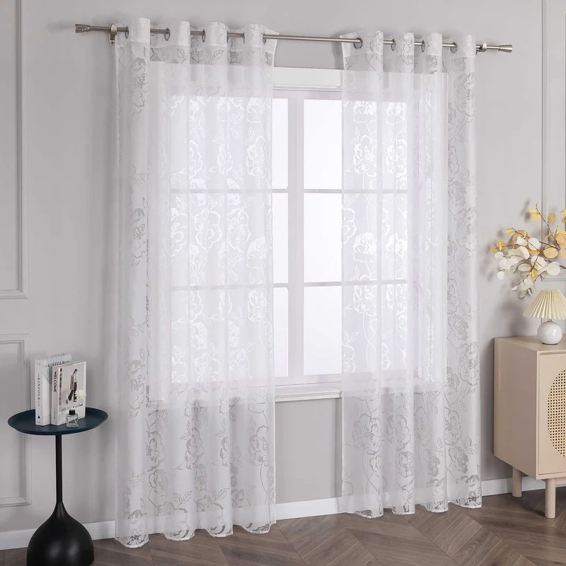 Gardine mit Ösen mit Rosenmuster Ösenschal 1 Stück
