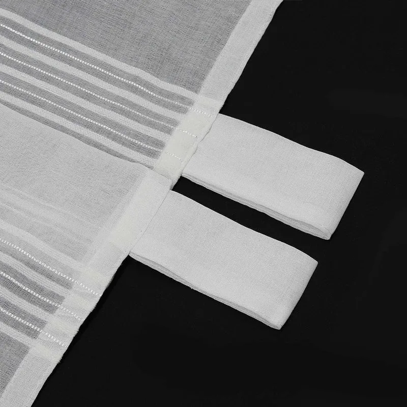 Gardine 2er Set Voile Gardinen mit Streifen Transparent 2 Stück