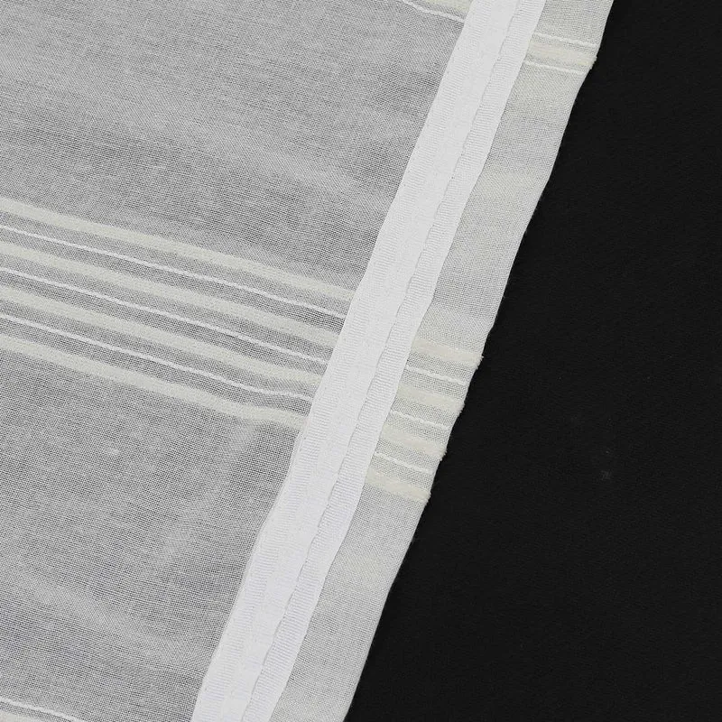 Gardine 2er Set Voile Gardinen mit Streifen Transparent 2 Stück