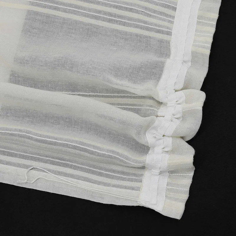 Gardine 2er Set Voile Gardinen mit Streifen Transparent 2 Stück