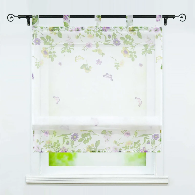 Rollo mit Schlaufen mit Schmetterling Muster Transparent