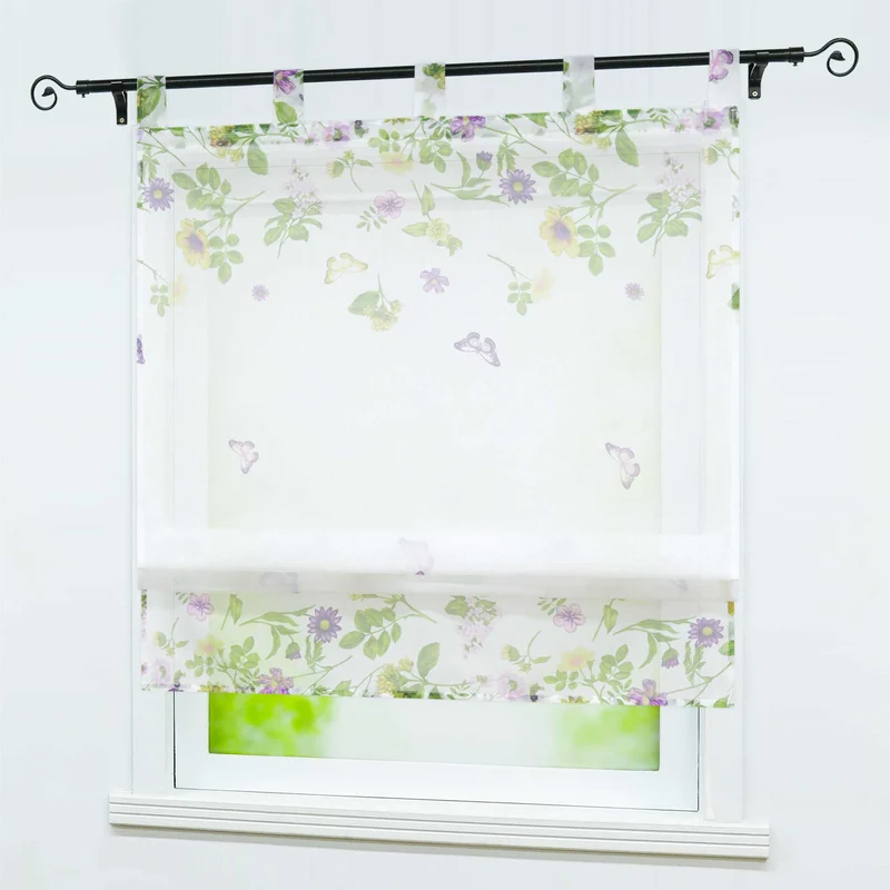 Rollo mit Schlaufen mit Schmetterling Muster Transparent