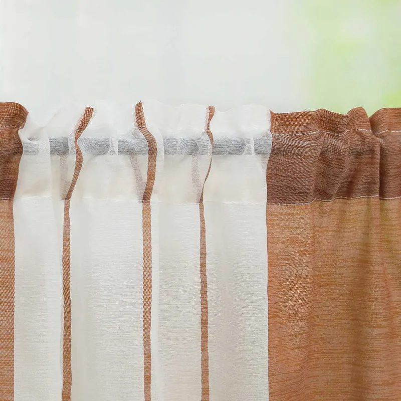 Scheibengardine zusammenziehbar weiße Streifenmuster halbtransparent 1 Stück