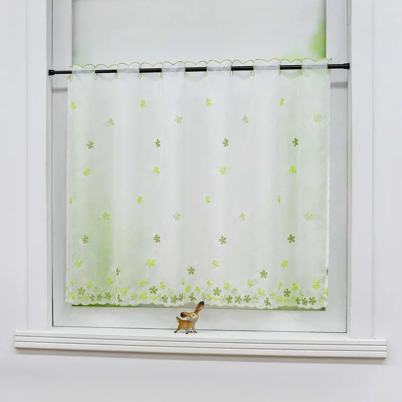 Scheibengardine mit Blumenmuster und Stickereikunst halbtransparent 1 Stück