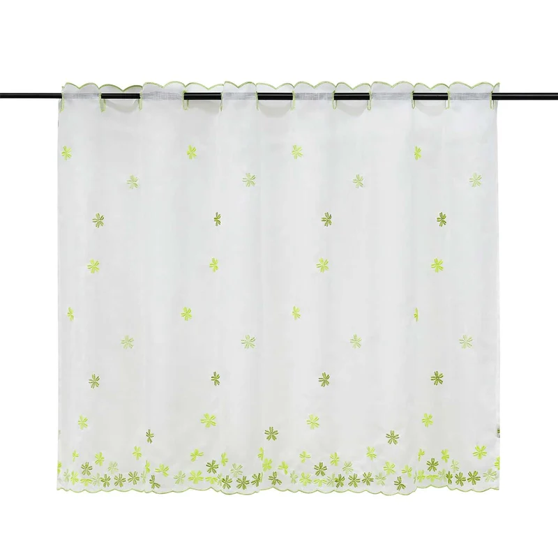 Scheibengardine mit Blumenmuster und Stickereikunst halbtransparent 1 Stück