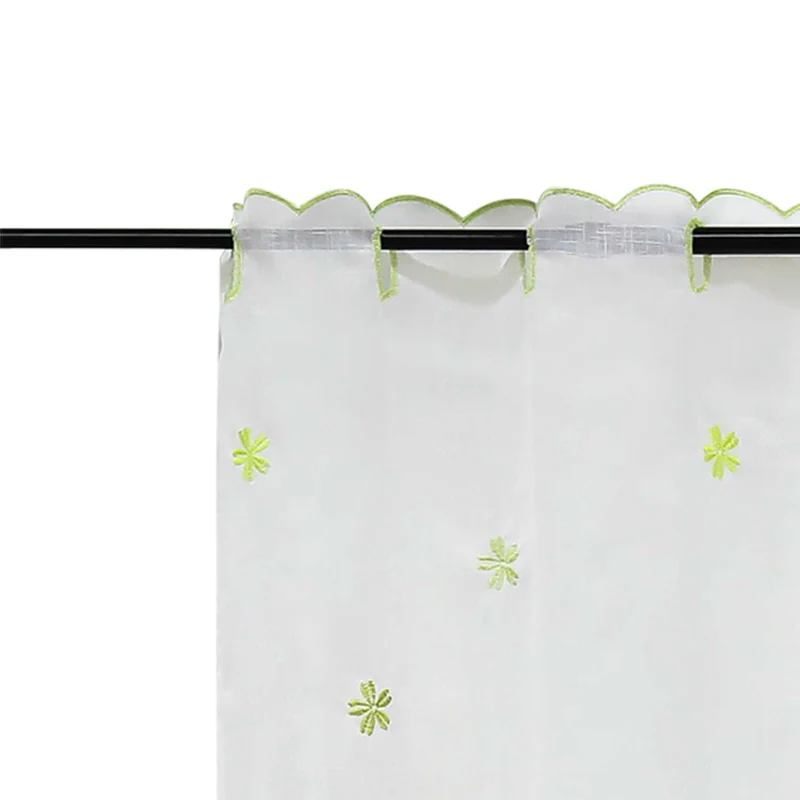 Scheibengardine mit Blumenmuster und Stickereikunst halbtransparent 1 Stück