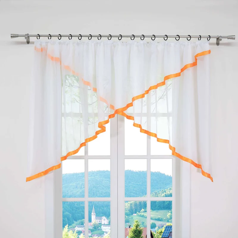 Scheibengardine mit Kräuselband / Fensterdeko Kreuzdesign 1 stück