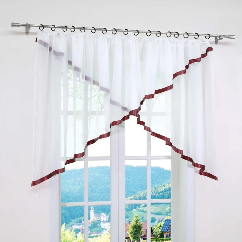 Scheibengardine mit Kräuselband / Fensterdeko Kreuzdesign 1 stück