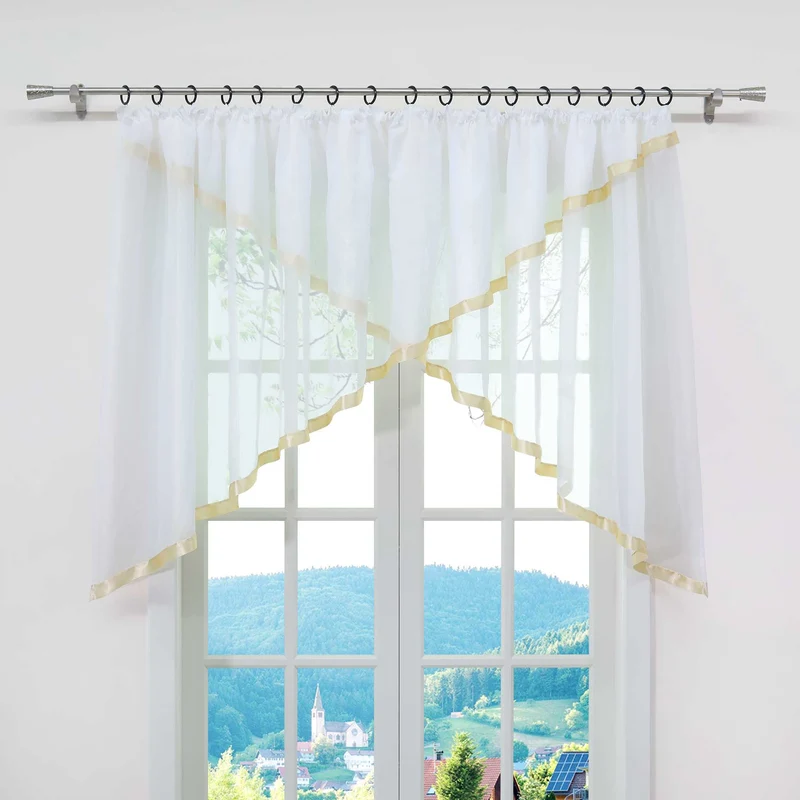 Scheibengardine mit Kräuselband / Fensterdeko Kreuzdesign 1 stück