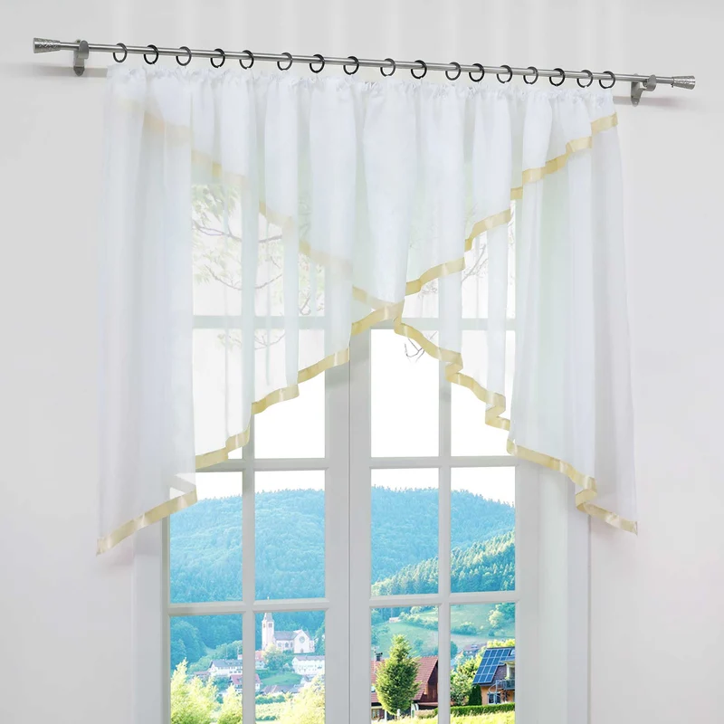 Scheibengardine mit Kräuselband / Fensterdeko Kreuzdesign 1 stück