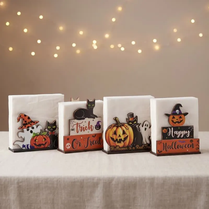 Gruseliger Serviettenhalter aus Holz für Halloween