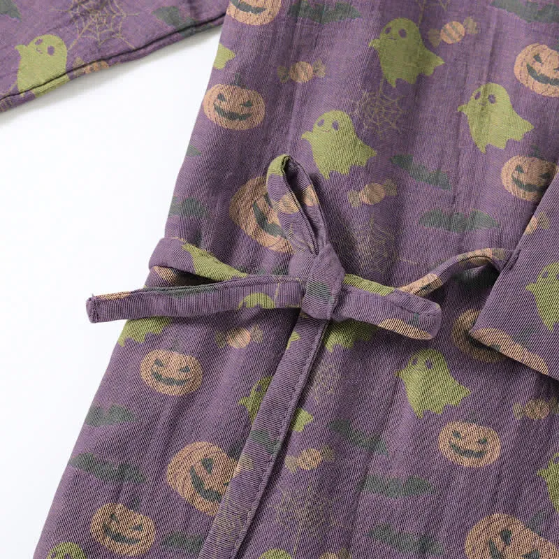 Halloween-Geister-Kürbis-Baumwollkimono-Pyjama-Set