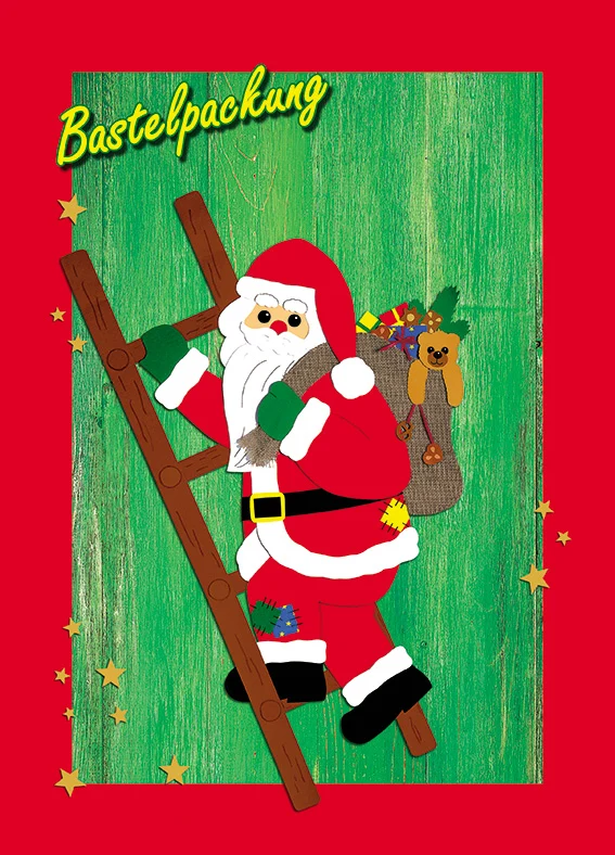 Fischer Fensterbilder Großer Weihnachtsmann auf Leiter