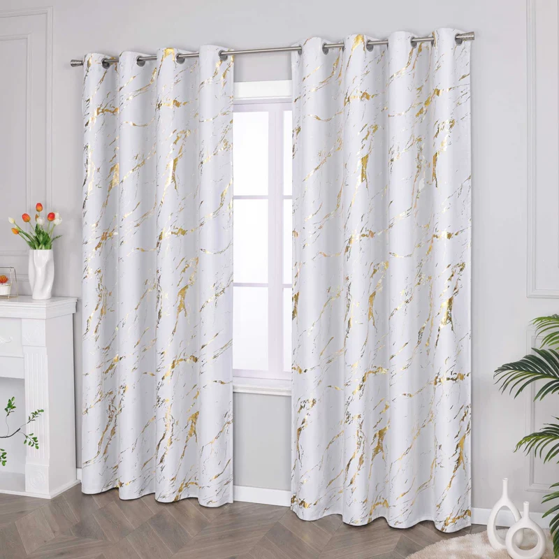 Verdunkelungsvorhang mit Marmor-Optik Fensterschal 1 Stück