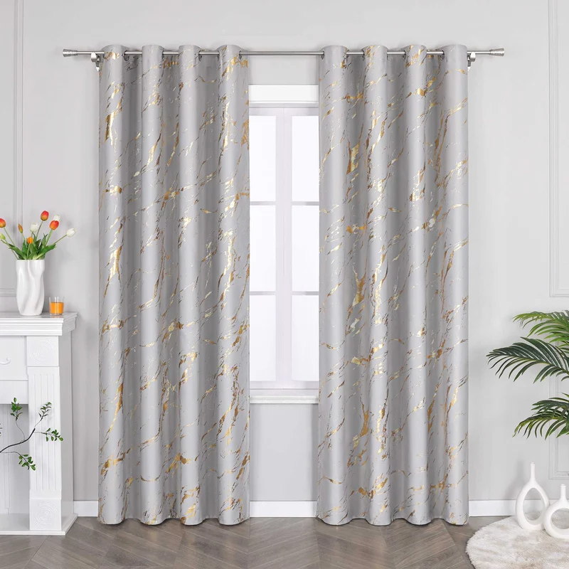Verdunkelungsvorhang mit Marmor-Optik Fensterschal 1 Stück