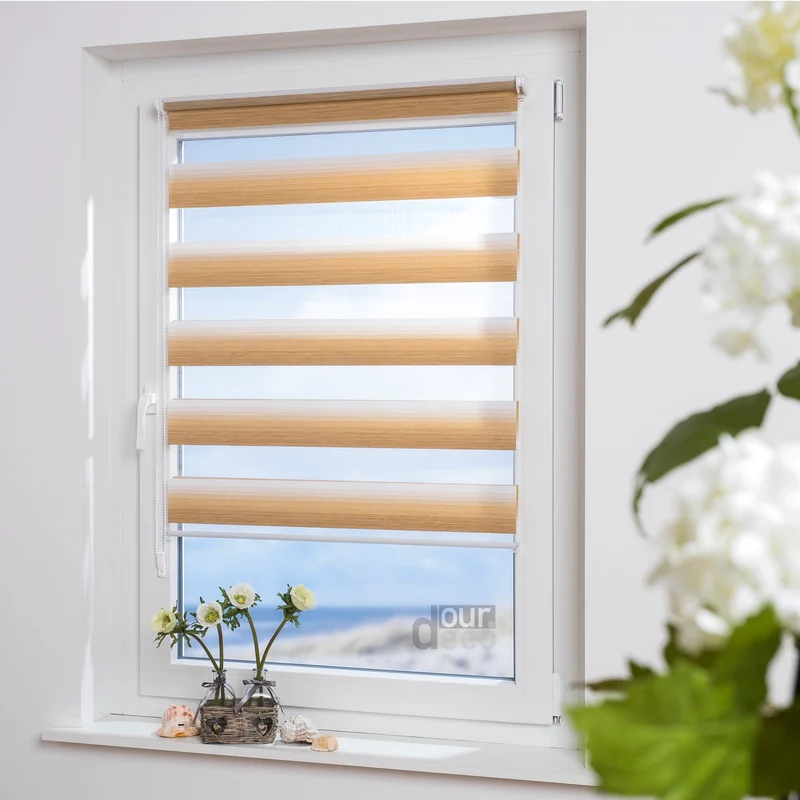 ourdeco® Doppel-Rollo Streifen und Farbverlauf, Duo-Rollo, lichtdurchlässig, blickdicht, Montage ohne Bohren, verschiedene Größen