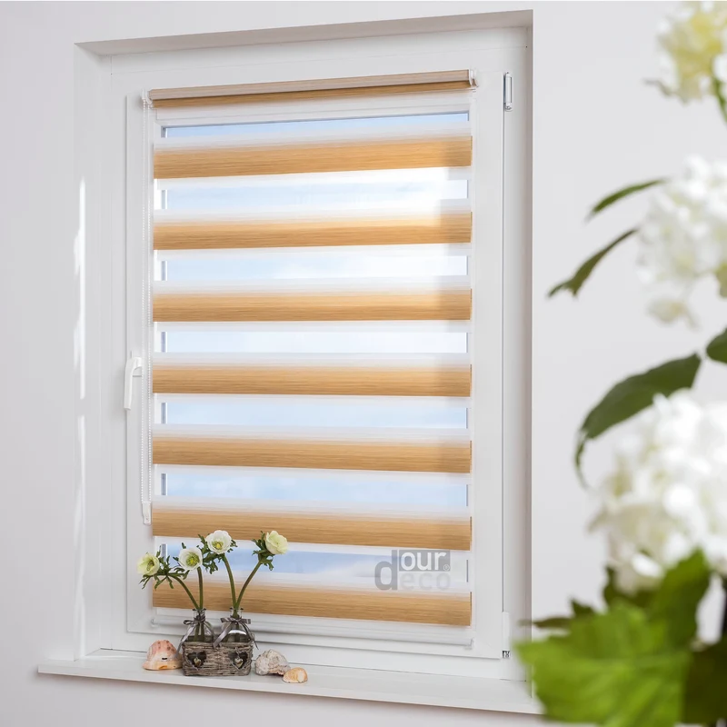 ourdeco® Doppel-Rollo Streifen und Farbverlauf, Duo-Rollo, lichtdurchlässig, blickdicht, Montage ohne Bohren, verschiedene Größen